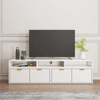 Modern White 2-Drawer Open Storage Corner TV Stand