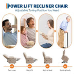 Power Lift Recliner Chair for Elderly with Massage and Heat, Oversized Massage & Heat Recliner with Soft Padded Upholstery, Side Pocket & Cup Holders