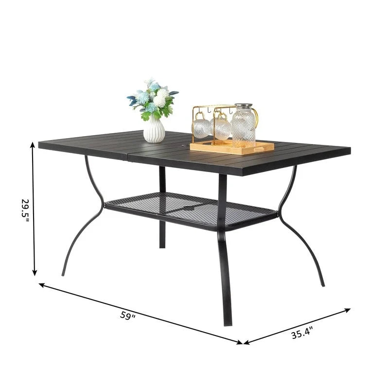 Patio 59 in. Wrought Iron Dining Table