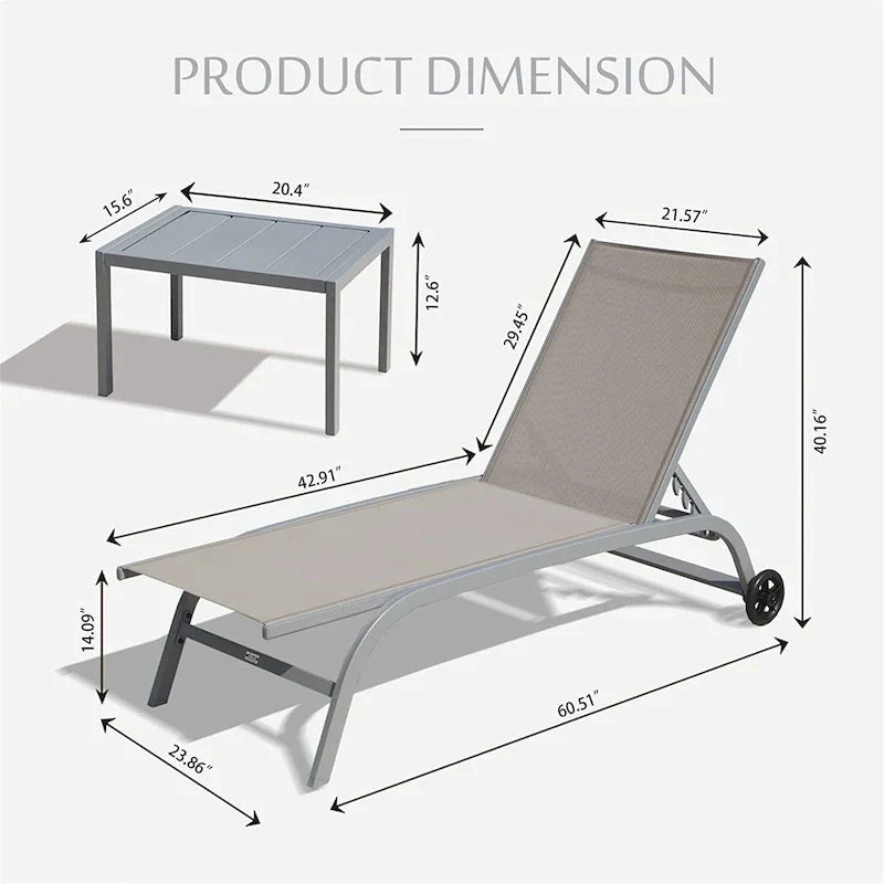 Two Outdoor Lounge Chairs with 1 Table
