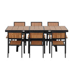 7-Piece Outdoor Extendable Dining Set with Extendable Table and 6 Armrest Chair
