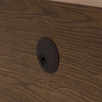 Meuble TV minimaliste avec tiroirsConsole multimédia en bois massif avec placards, porte abattante, placage noyer, entièrement assemblé