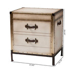 Table d'appoint/Malle de rangement en toile effet vieilli Laura
