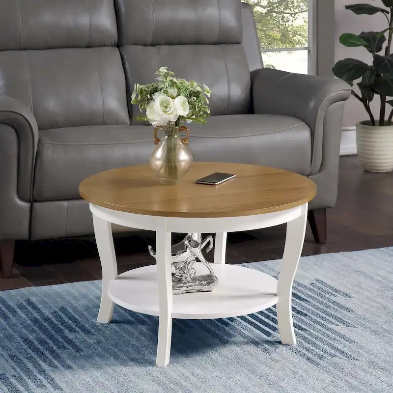 Round Coffee Table with Shelf