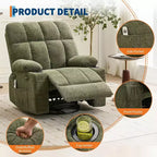 Oversized Recliner Chair for Adults, Manual Swivel Rocker Sofa, Side Pockets & Cup Holders for Big and Tall Persons, Living Room
