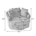 Fauteuil pivotant rond surdimensionné en velours côtelé avec accoudoirs encastrés 43 W
