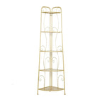 Metal Scroll Indoor Outdoor Tall Folding 5 Shelves Bakers Rack - Gold or White - Roche River Decor
