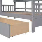 Twin/Full Size Wooden House Bed with 2 Drawers, Kids Bed with Storage Shelf - ModernLuxe