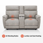 Canapé inclinable électrique MCombo 60,2 po avec massage et double chauffage, appuie-tête réglable, ports USB et Type C, tissu