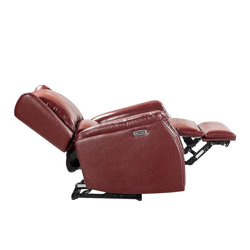 Genuine Leather Power Recliner with USB Port – Wingback Nailhead Set of 2