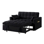 Divano letto a due posti 4 in 1 con braccioli e tasche portaoggetti, divano letto estraibile multifunzionale trapuntato con schienale regolabile