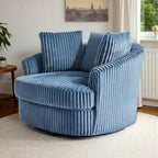 Fauteuil pivotant rond surdimensionné en velours côtelé avec accoudoirs encastrés 43 W