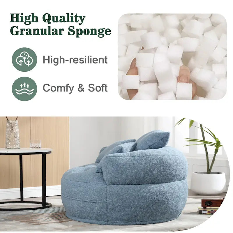 Divano Pigro Rotondo – Bianco/Blu/Grigio/Giallo/Arancione/Rosso Rosa/Blu Marino/Verde, Posto Singolo e Coppia