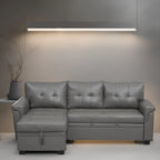 Reversible Sectional Sofa with Pull-Out Sleeper Bed, Hidden Storage Chaise, Durable Legs,