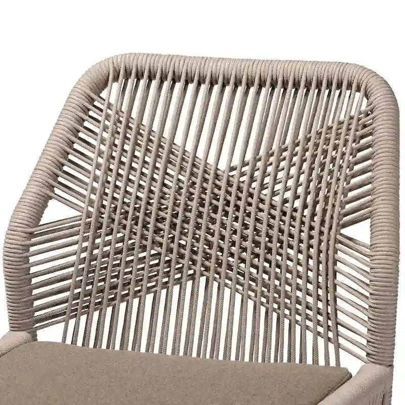 Modern Transitional-Style Rope-Woven Mahogany Dining Chair ââ‚?Gray