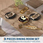 5 Piece Metal Frame Kitchen Table and Chair Set, with Chamfer Design