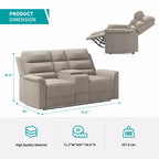 Beige/Gray Tech Fabric Reclining Loveseat Sofa, 2-Seat, Adjustable Backrest & Footrest