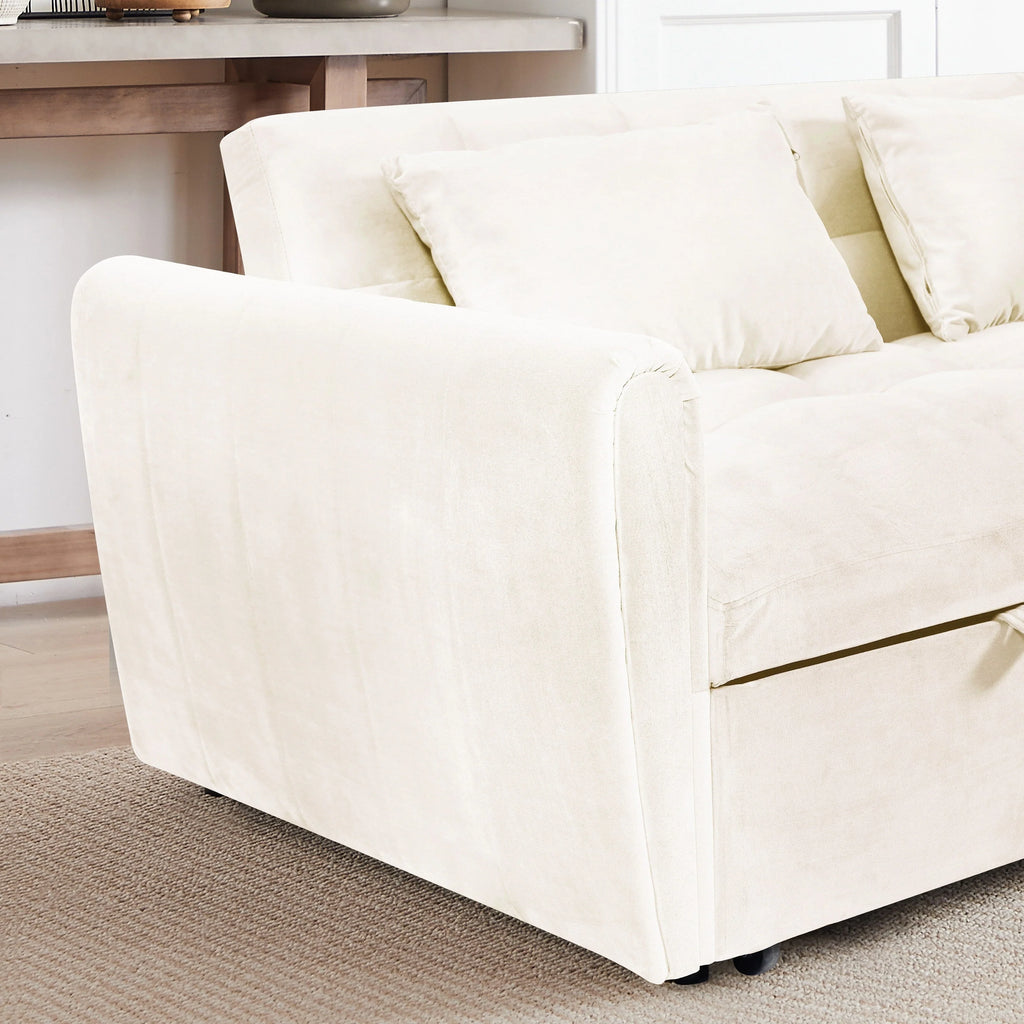 64,96 Velvet Divano Letto Convertibile 3-in-1 con Schienale Regolabile, Tasca Portaoggetti e Capacità di Carico di 227 kg