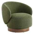 Spruce&Spring Upholstered Swivel Accent Barrel Chair with Wood Base