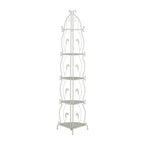Metal Scroll Indoor Outdoor Tall Folding 5 Shelves Bakers Rack - Gold or White - Roche River Decor