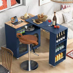 Kitchen Island On Wheels with 2 Glass Doors, Kitchen Cart with Extended Table and Power Outlets, Kitchen Island with Side Open Shelves