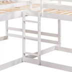L Shaped Bunk Bed for 4 Kids, Quad Bunk Bed with Slide Full and Twin Wood Bunk Frame for Bedroom Dorm