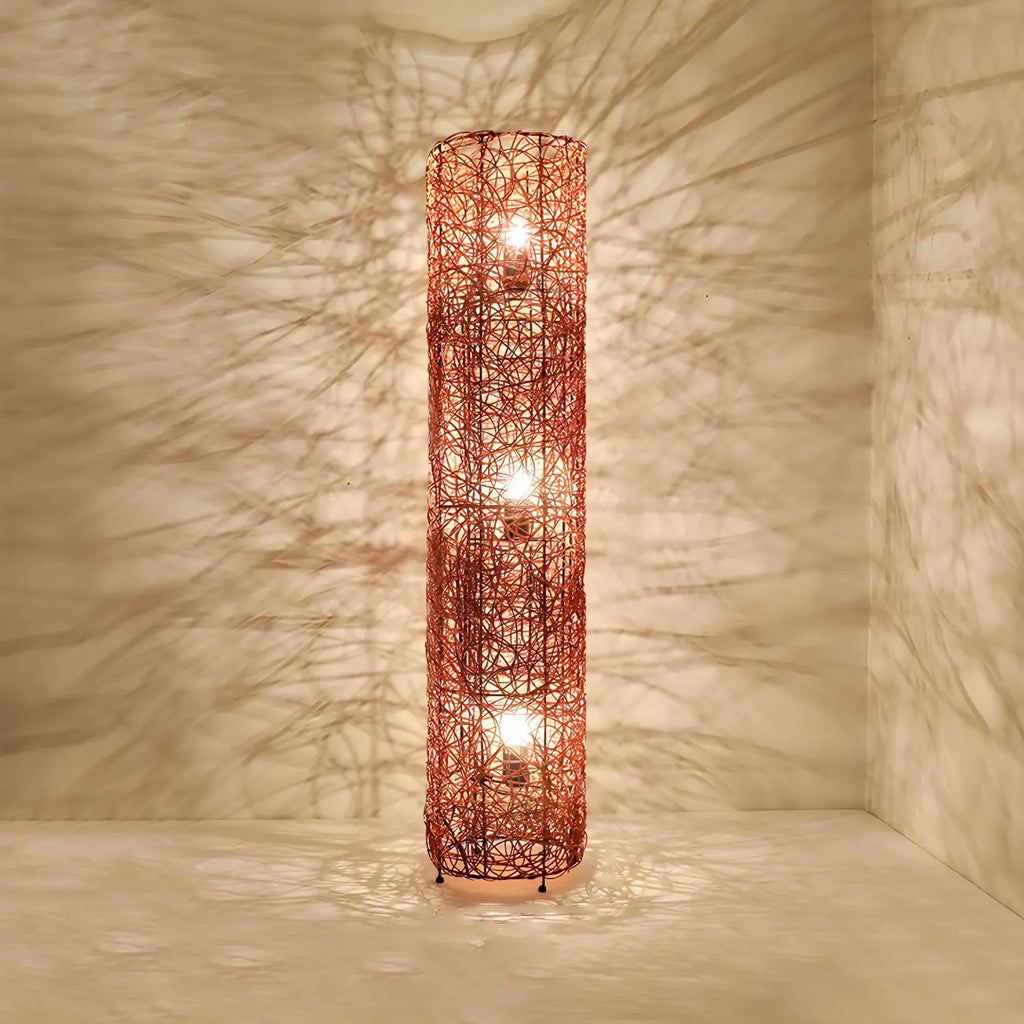Plug In Column LED Rattan Floor Lamp for Living Room