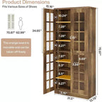 Lantine Tall Shoe Cabinet with Doors, 8-Tier Shoe Storage with Adjustable Shelves, Modern Shoe Rack Cabinet for Hallway, Closet, Living Room, White