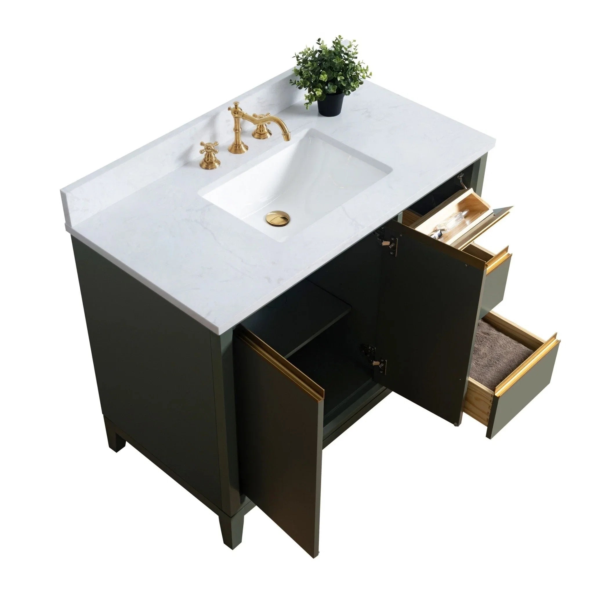 Vanity Art Bathroom Vanity with Ceramic Sink and Engineered Marble Top