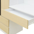 3-in-1 Wardrobe Closet with Vanity Desk, Desk Set, Bedroom Armoire with 2 Drawers 3-Door Storage Desk Wardrobe