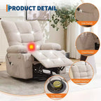 Power Lift Recliner Chair for Elderly with Massage and Heat, Oversized Massage & Heat Recliner with Soft Padded Upholstery, Side Pocket & Cup Holders