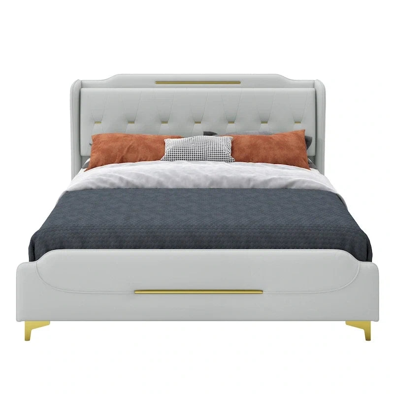 Modern Upholstered PU Leather Bed