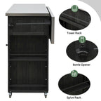 Outdoor Kitchen Island, Rustic Fir Wood with Stainless Steel Top and Smart Storage