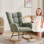 Nursery Rocking Chair, Living Room Glider Rocker for Breastfeeding, Comfy Accent Chairs for Bedroom, Plush Teddy Upholstered Armchairs Indoor