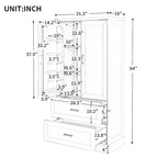 Tall Bathroom Storage Cabinet, Cabinet with Two Doors and Drawers, Adjustable Shelf, MDF Board