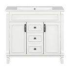 36'' Modern Bathroom Vanity with Top Sink and Mirror Cabinet,2 Doors and 2 Drawers