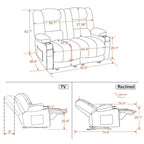 MCombo Power Reclining Loveseat Sofa with Heat and Massage, Fabric PR648