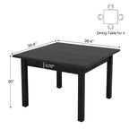 39.4 Inches Square 2-4 People Dining Table with Solid Wood Legs for Living Room Dining Room