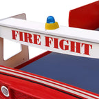 GDFStudio Juna Twin Size Fire Truck Bed with LED Light
