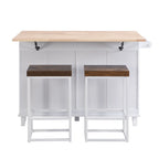 TOPMAX Kitchen Island Set with Drop Leaf and 2 Seatings, Dining Table Set with Adjustable Shelf, Drawers and Towel Rack