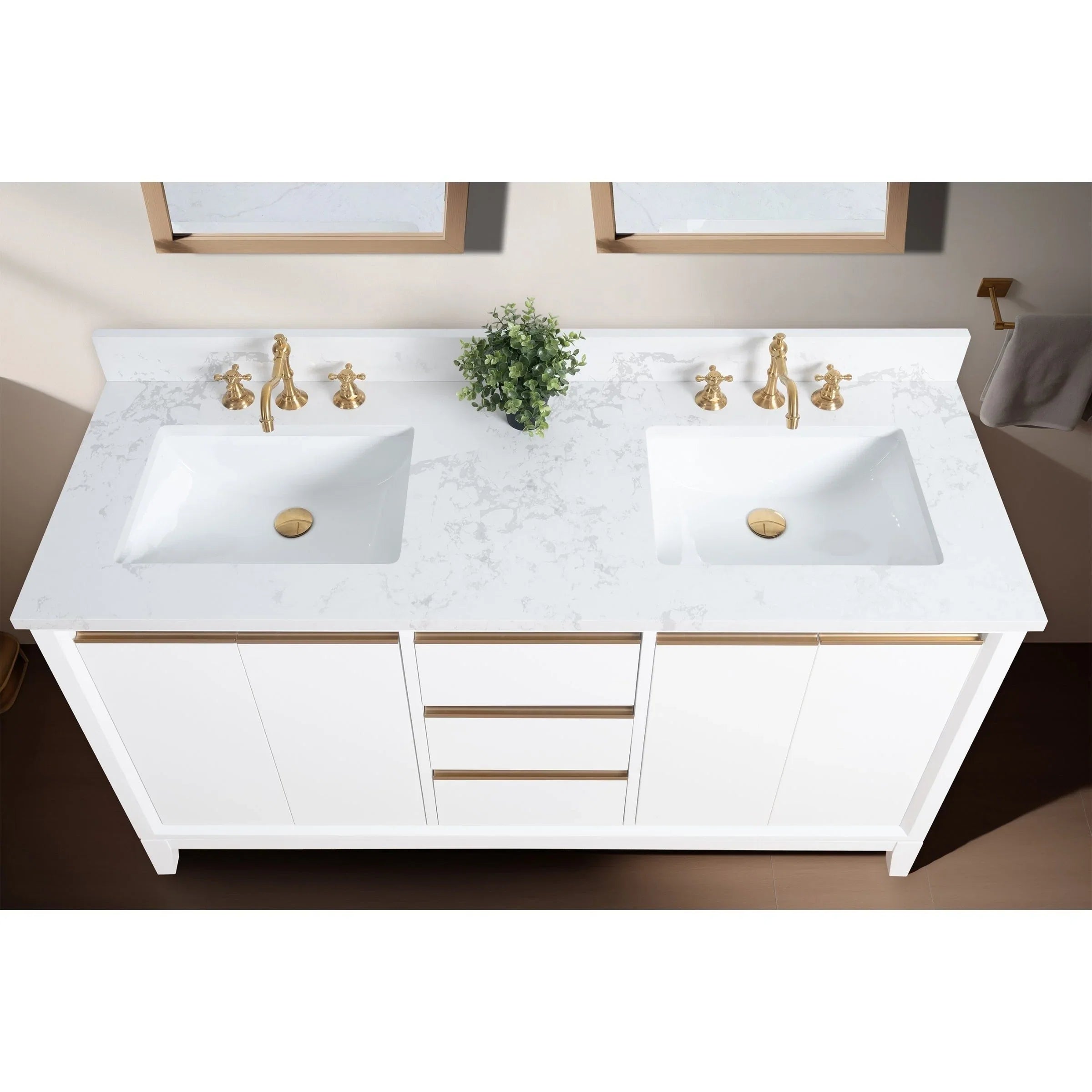Vanity Art Bathroom Vanity with Ceramic Sink and Engineered Marble Top