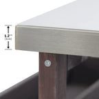 Îlot de cuisine extérieur, chariot de bar roulant et meuble de rangement, table de grillade en bois massif avec plateau en acier inoxydable, porte-épices, porte-serviettes