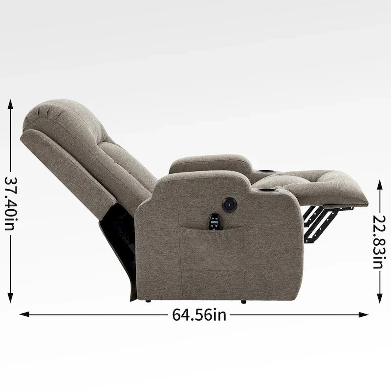 Power Lift Recliner Chair, Modern Single Motor Massage Sofa Chair with Lumbar Heating, USB Charging Port, Cup Holders
