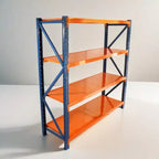 VIYET Heavy Duty Garage Shelves, 4-Tier 4400LBS Capacity Adjustable Metal Shelving, Blue&Orange Industrial Storage for Commercial Store/Tools/Gym