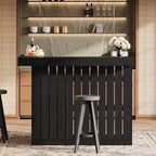 Lantine L-Shaped Home Bar Unit, 4-Tier Corner Liquor Bar Table with Storage Shelves and Wine Glasses Holder for Home Pub