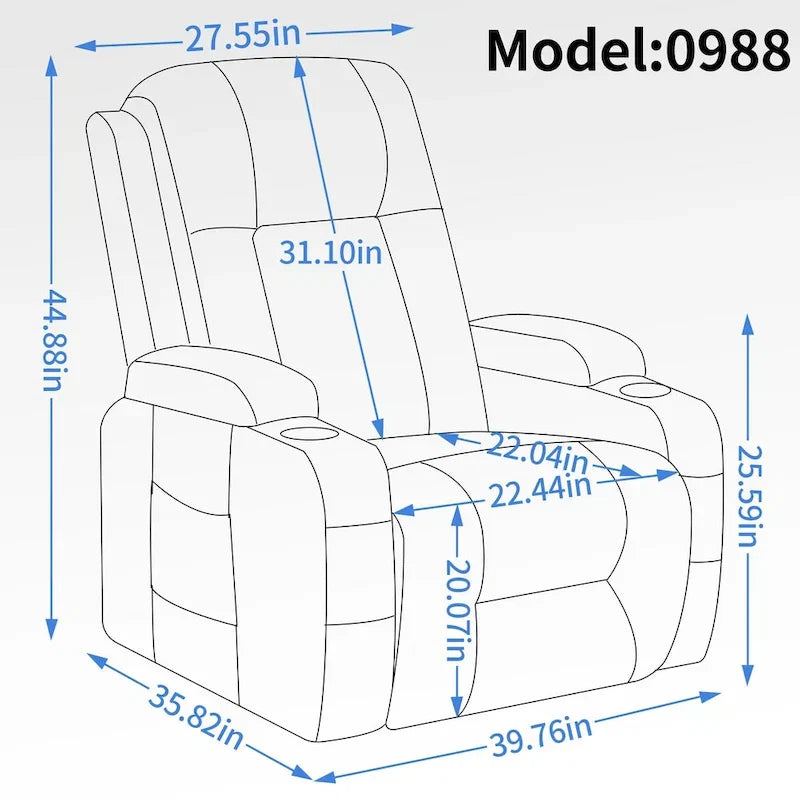 Power Lift Recliner Chair, Modern Single Motor Massage Sofa Chair with Lumbar Heating, USB Charging Port, Cup Holders