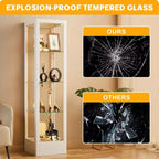 Bekrvio 4-Tier Glass Display Cabinet Case with Lock, 63 Curio Cabinet Tempered Glass Door & Adjustable Shelves