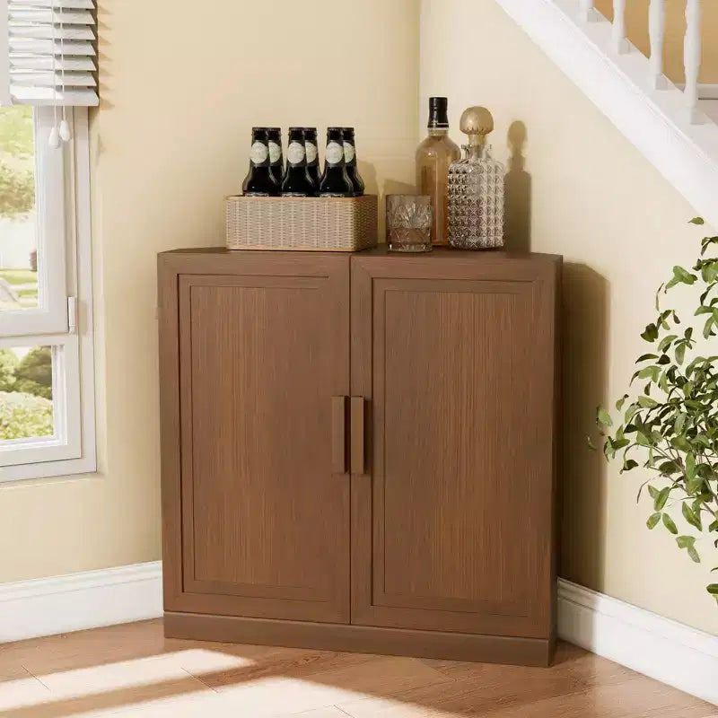 Dovelina Corner Cabinet with Adjustable Shelves Sideboard Buffet Wine Cabinet Kitchen and Dining Cabinet with Wood Doors - 31H x 31W, 36H x 31W
