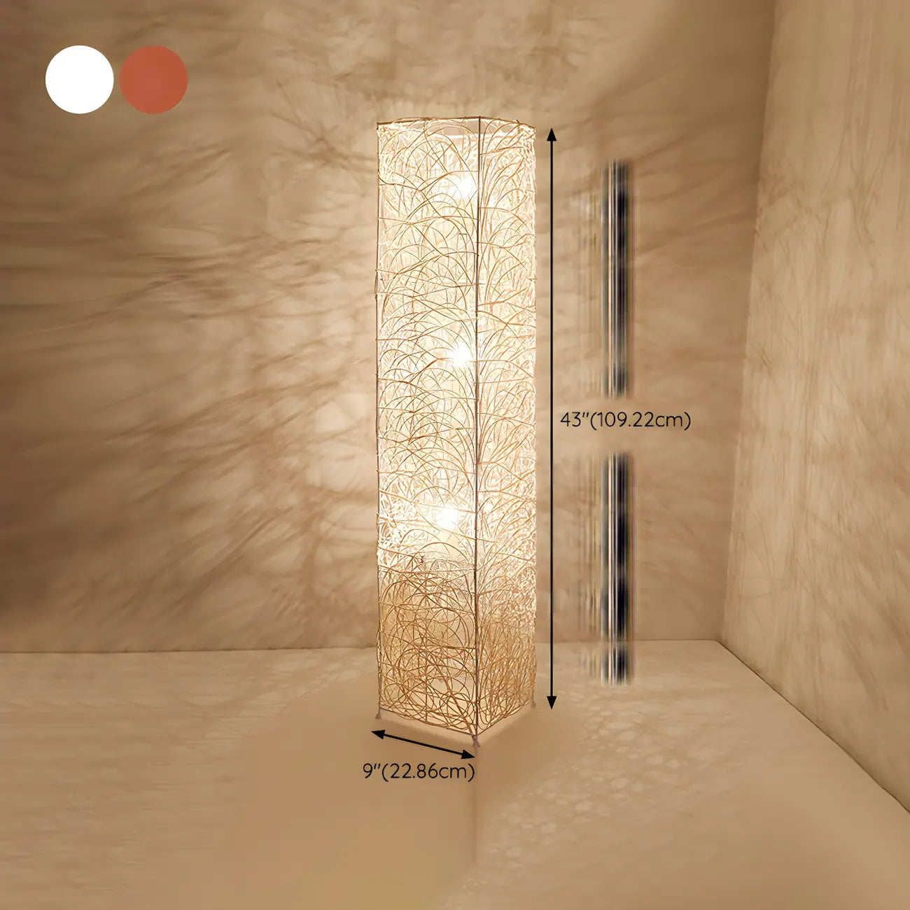 Plug In Column LED Rattan Floor Lamp for Living Room