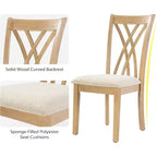 Zevemomo7-Piece Solid Wood Dining Table Set with 6 Upholstered Chairs,Space Saving Dinner Table&Chairs Set,for Dining Room, Kitchen,Natural Wood Color